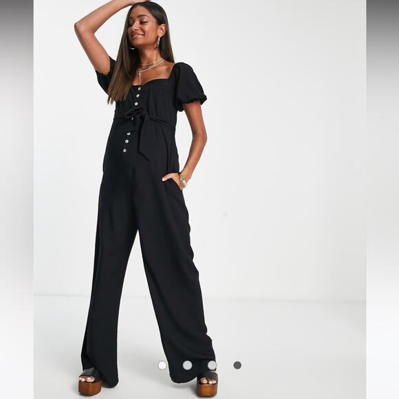 The Frolic Maternity ASOS button down relaxed leg Jumpsuit Sz 6 NWT - Picture 3 of 16